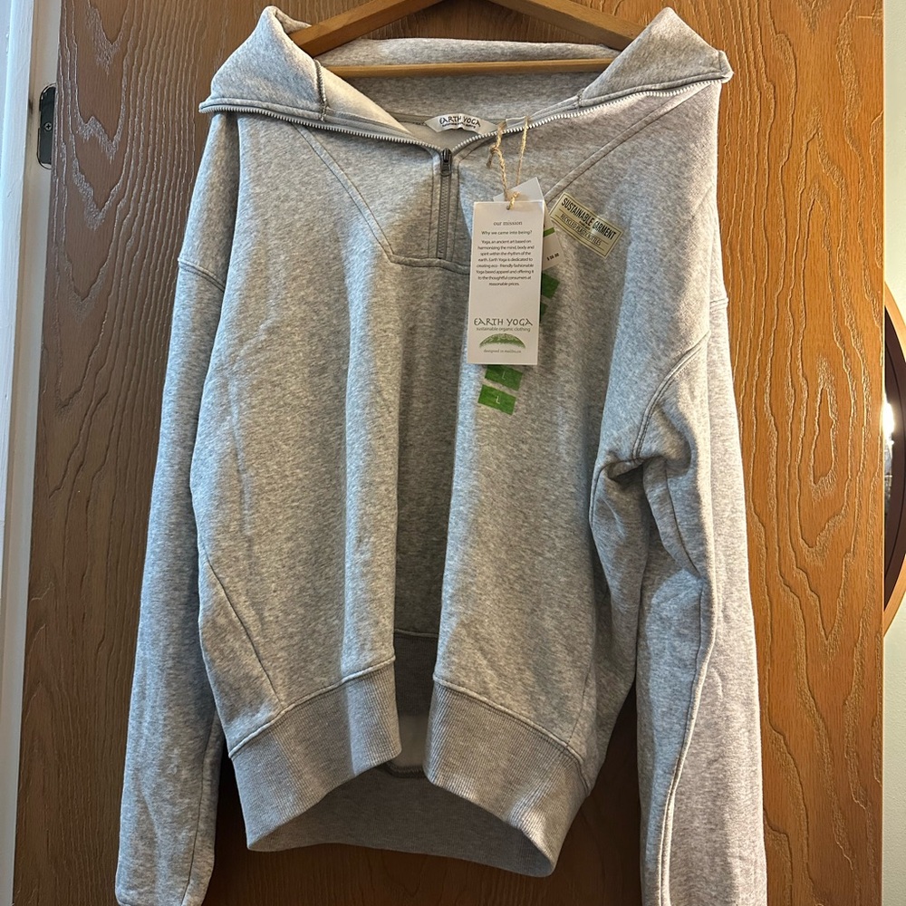 Heather Gray Half-Zip Pullover Hoodie and Sweats